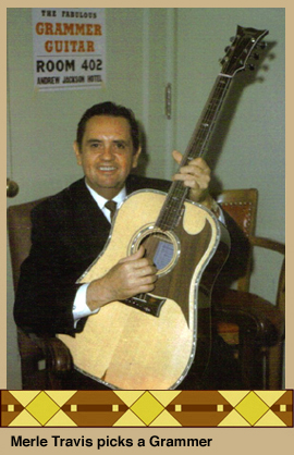 Merle with custom Grammer guitar
